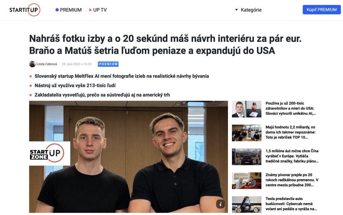 Startitup article on MeltFlex AI and the US expansion